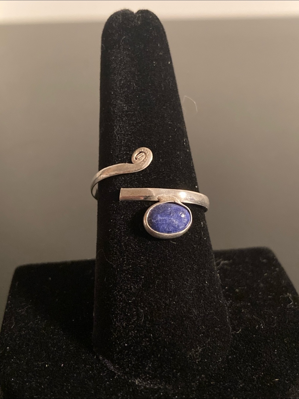 Sterling Silver Lapis Wrap Ring in Blue size 9 adjustable
